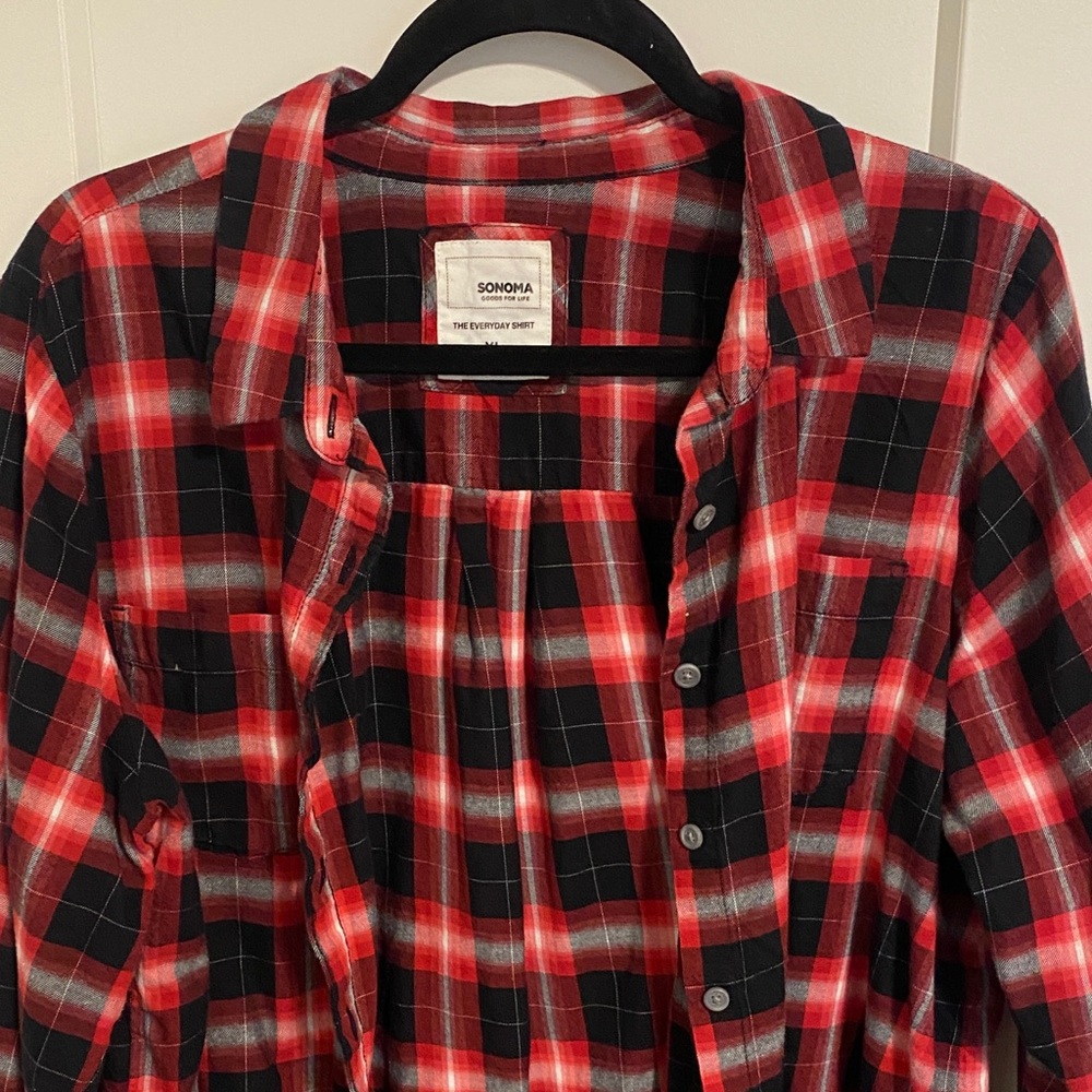 Sonoma Red and Black Plaid Button Down Shirt - Picture 3 of 6